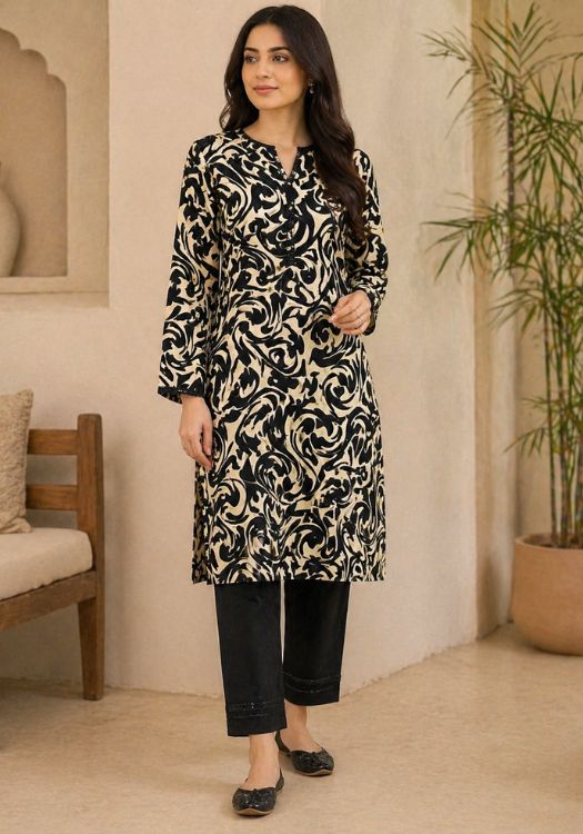 Midnight Swirl 2 Piece Lawn Suit